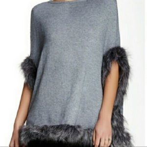 Love Token Faux Fur Poncho Sweater Top XS/S